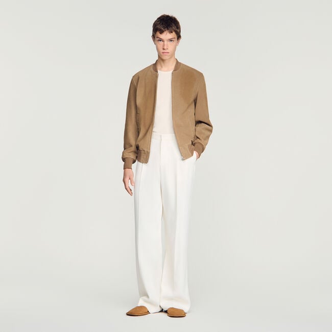 Zip-up split suede jacket