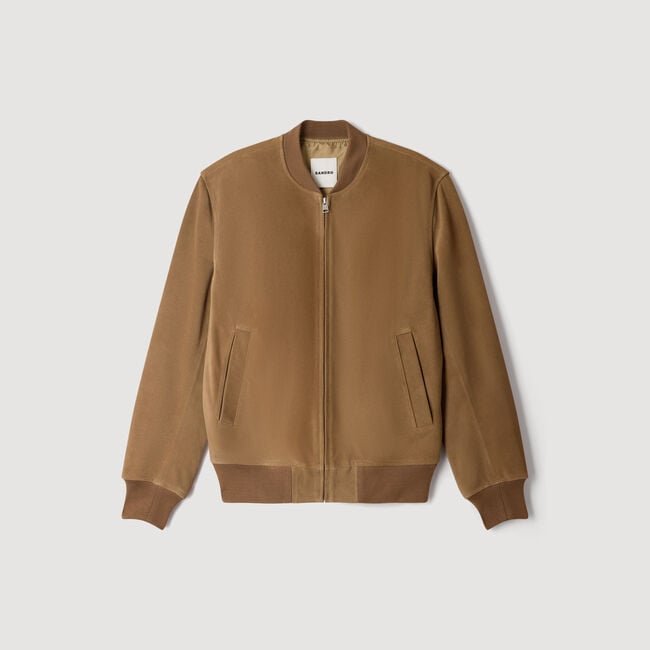 Zip-up split suede jacket
