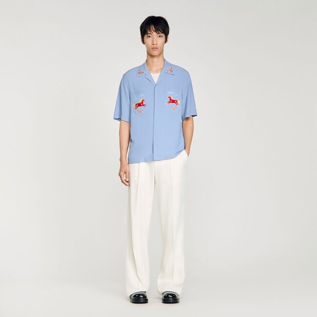 Embroidered horse loose-fit shirt