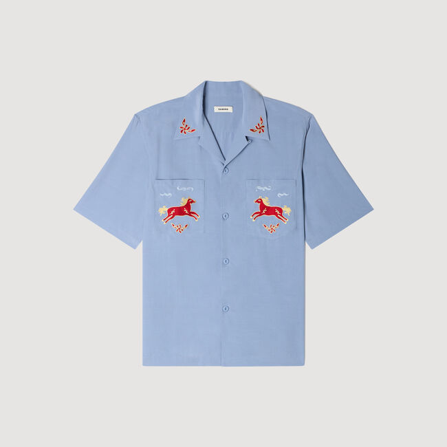 Embroidered horse loose-fit shirt