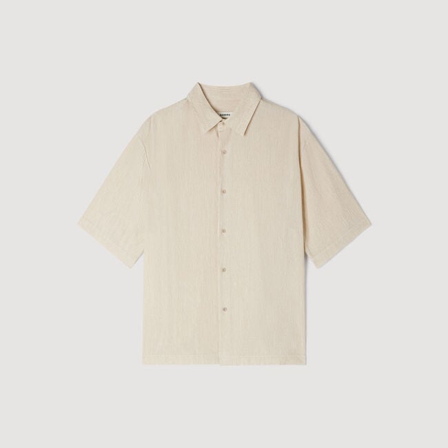 Crinkled-effect shirt with shark collar