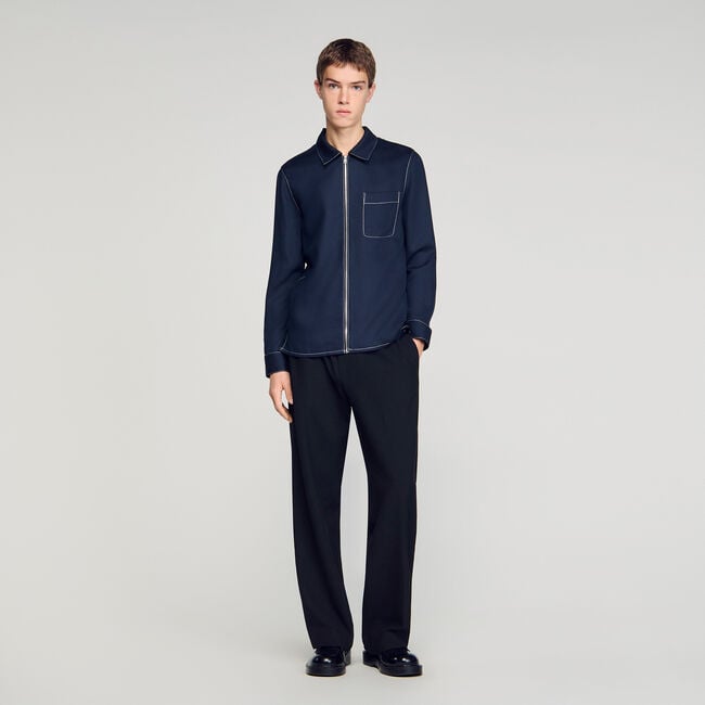 Loose-fit zip-up shirt