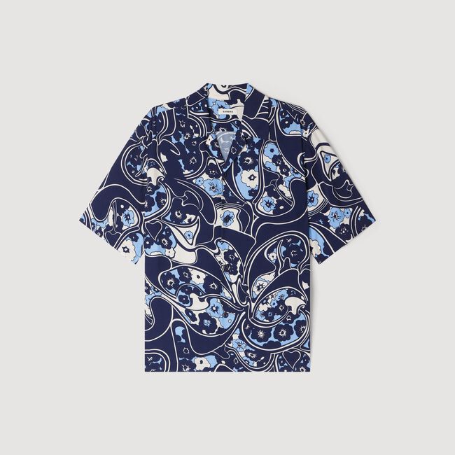 Loose-fit print shark collar shirt