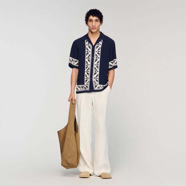 Loose-fit contrast print shirt
