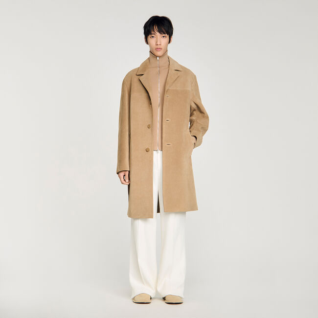 Tailored belted leather coat
