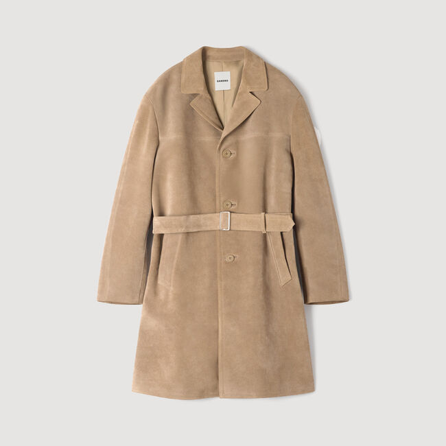 Tailored belted leather coat