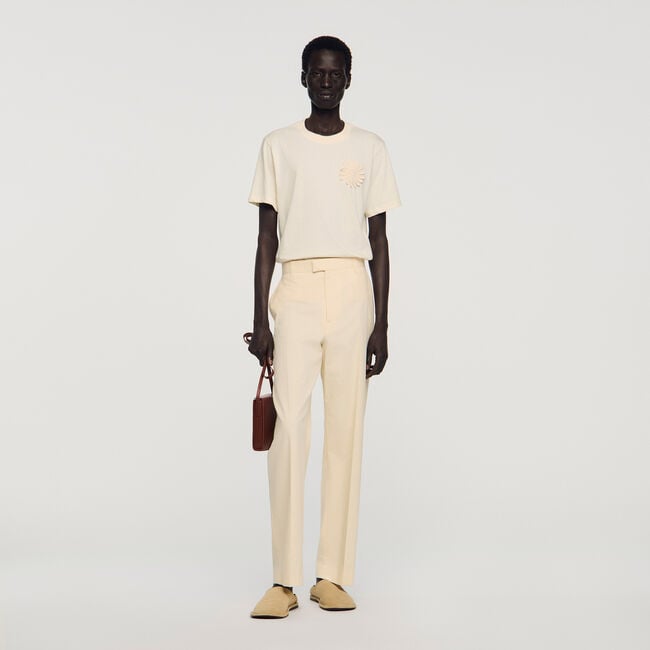 Wide-leg cotton trousers