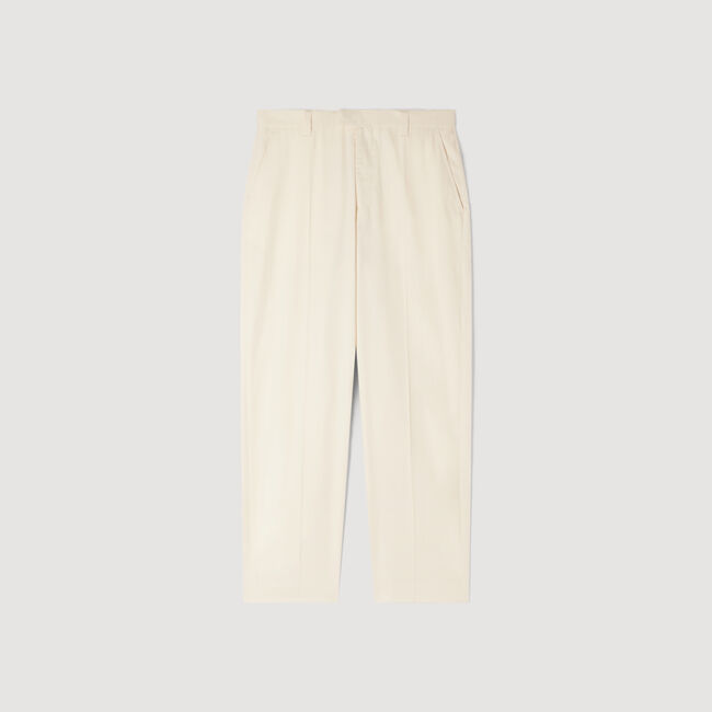 Wide-leg cotton trousers