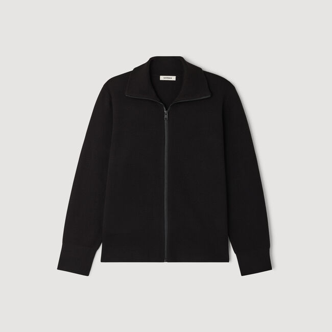 Zip-up wool cardigan
