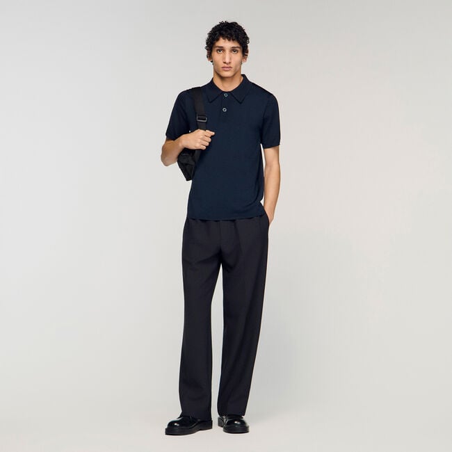 Short-sleeve knitted polo shirt