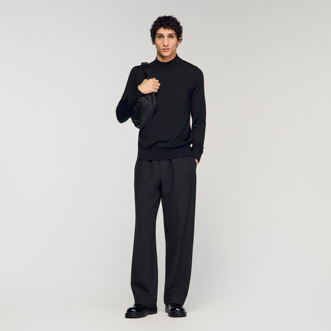 Wool sweater with high neck
