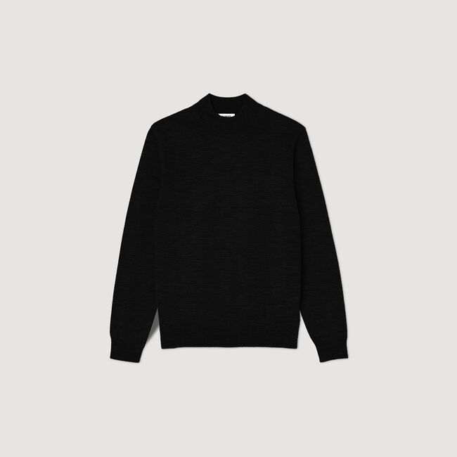 Wool sweater with high neck