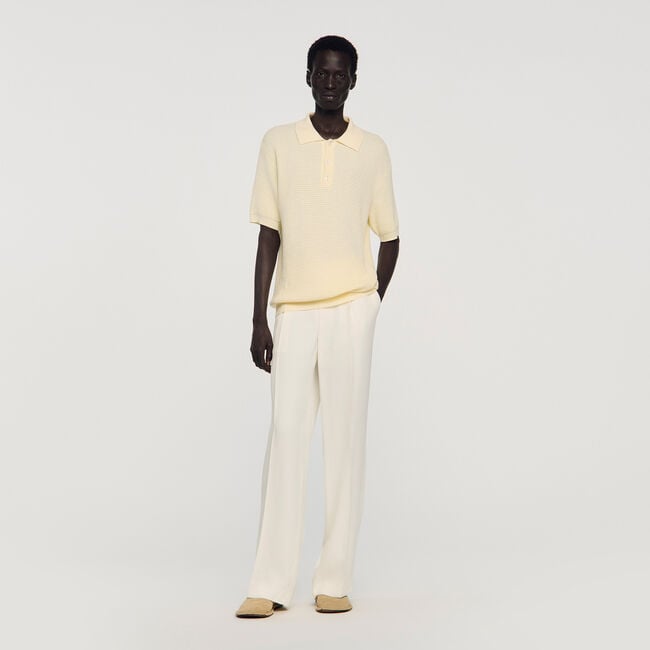 Waffle-texture cotton polo