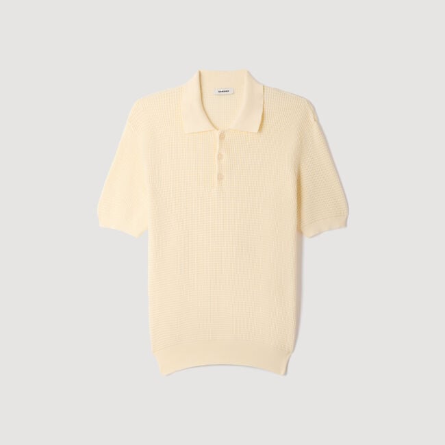 Waffle-texture cotton polo
