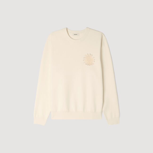 Crochet flower knit sweatshirt