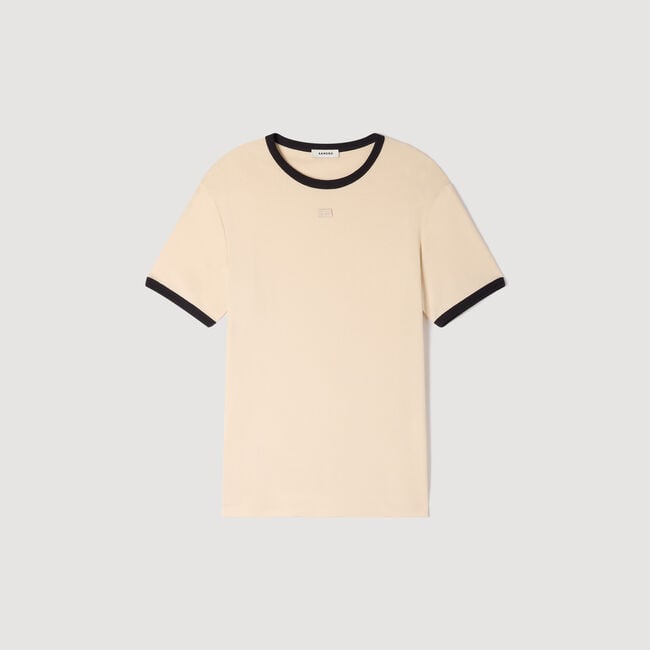 Two-tone patch T-shirt