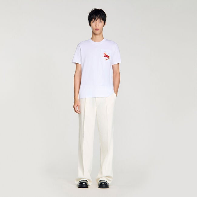 Embroidered horse cotton T-shirt