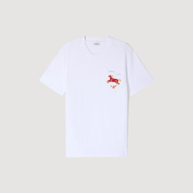 Embroidered horse cotton T-shirt