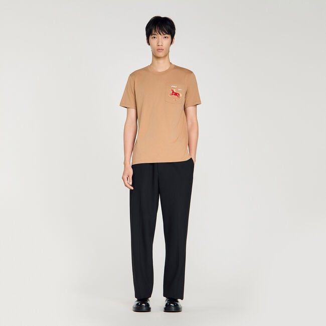 Embroidered horse cotton T-shirt