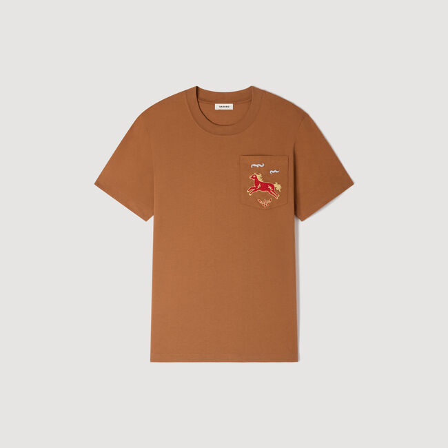 Embroidered horse cotton T-shirt