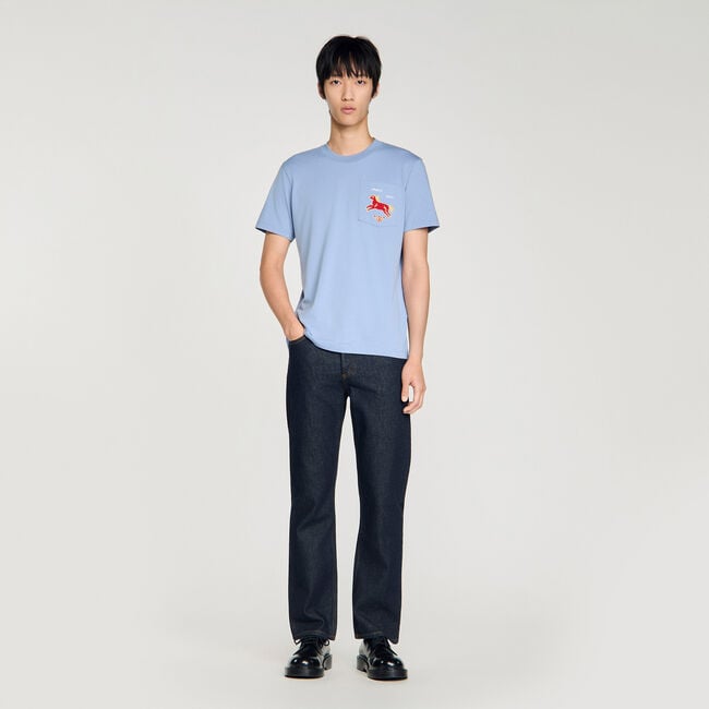 Embroidered horse cotton T-shirt