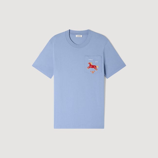 Embroidered horse cotton T-shirt