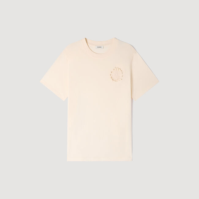 Cotton crochet flower T-shirt